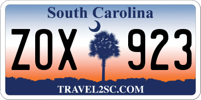 SC license plate ZOX923