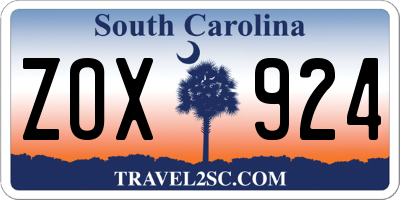 SC license plate ZOX924