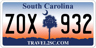 SC license plate ZOX932