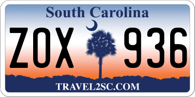SC license plate ZOX936