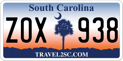SC license plate ZOX938