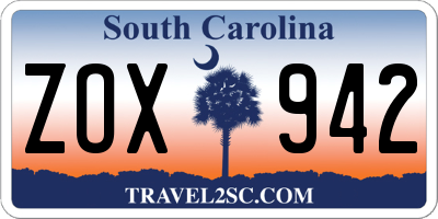 SC license plate ZOX942