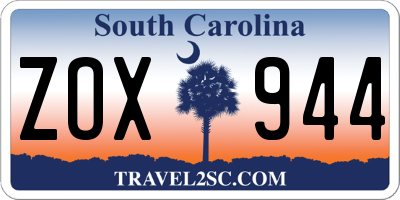 SC license plate ZOX944