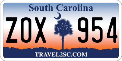 SC license plate ZOX954