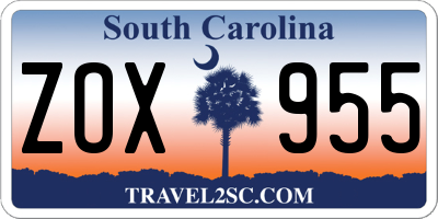 SC license plate ZOX955