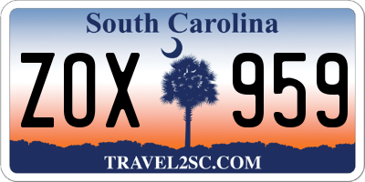 SC license plate ZOX959