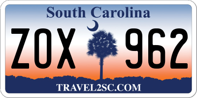 SC license plate ZOX962
