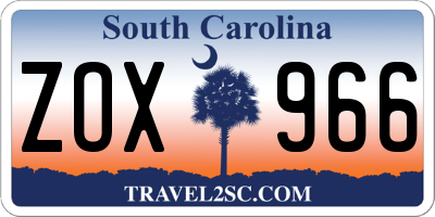 SC license plate ZOX966