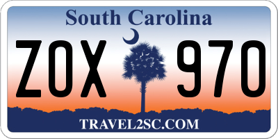 SC license plate ZOX970