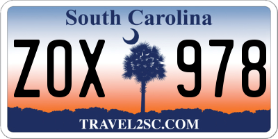 SC license plate ZOX978