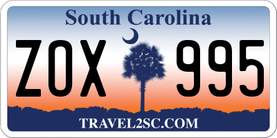 SC license plate ZOX995