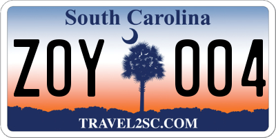 SC license plate ZOY004