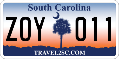SC license plate ZOY011