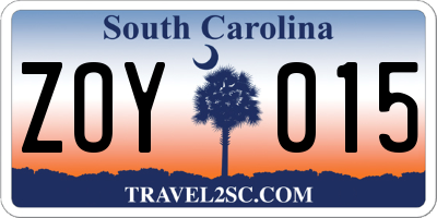 SC license plate ZOY015