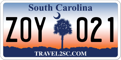 SC license plate ZOY021