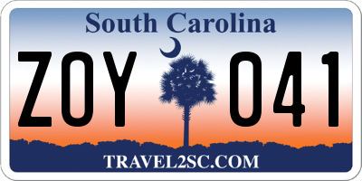 SC license plate ZOY041