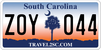 SC license plate ZOY044