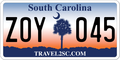SC license plate ZOY045