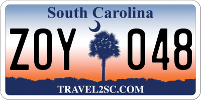 SC license plate ZOY048