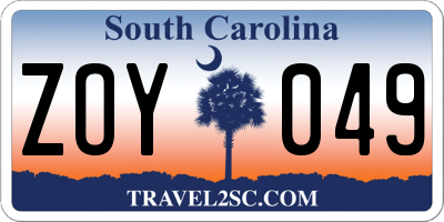 SC license plate ZOY049