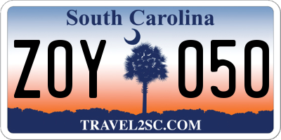 SC license plate ZOY050