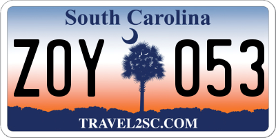 SC license plate ZOY053