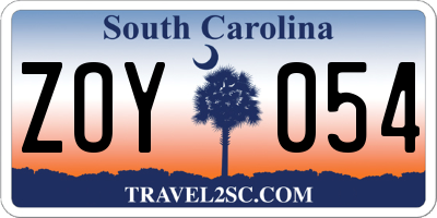 SC license plate ZOY054