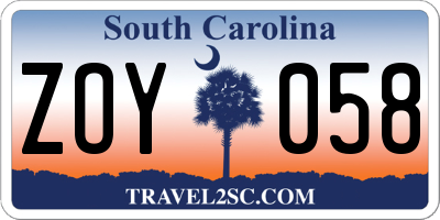 SC license plate ZOY058