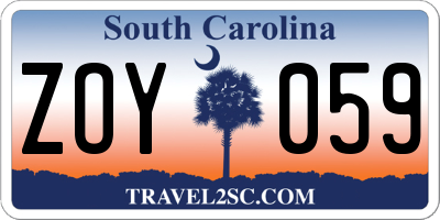 SC license plate ZOY059