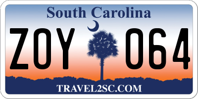 SC license plate ZOY064