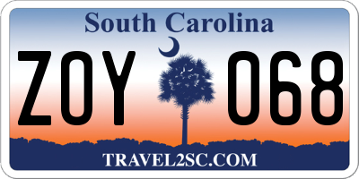 SC license plate ZOY068