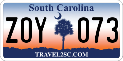 SC license plate ZOY073