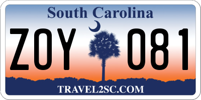 SC license plate ZOY081