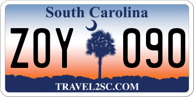 SC license plate ZOY090