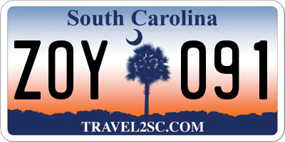 SC license plate ZOY091