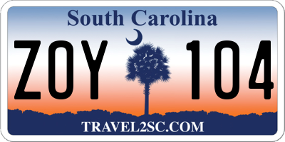 SC license plate ZOY104