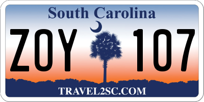 SC license plate ZOY107