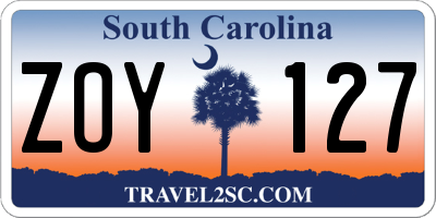 SC license plate ZOY127