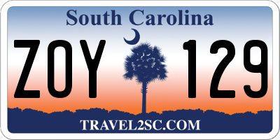SC license plate ZOY129