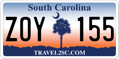 SC license plate ZOY155
