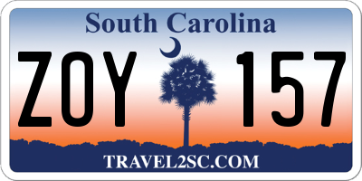 SC license plate ZOY157
