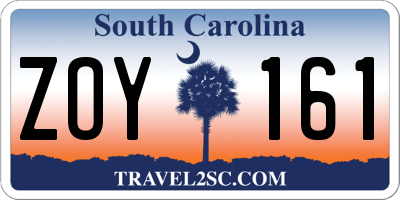 SC license plate ZOY161