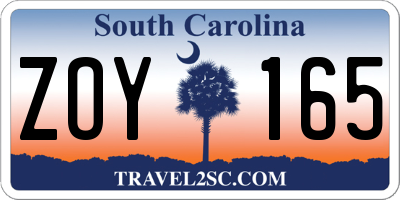 SC license plate ZOY165
