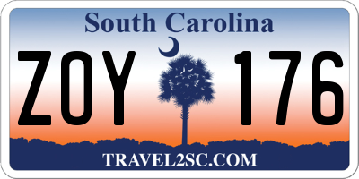 SC license plate ZOY176