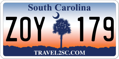 SC license plate ZOY179