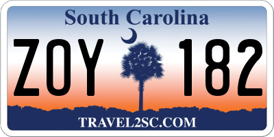 SC license plate ZOY182