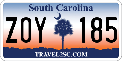SC license plate ZOY185