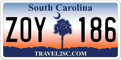 SC license plate ZOY186
