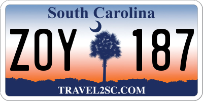 SC license plate ZOY187