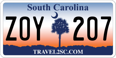 SC license plate ZOY207